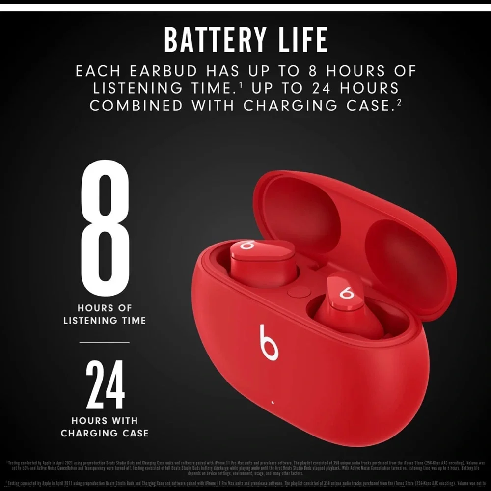NEW Beats by Dr. Dre Studio True Wireless In-Ear Headphones - Red